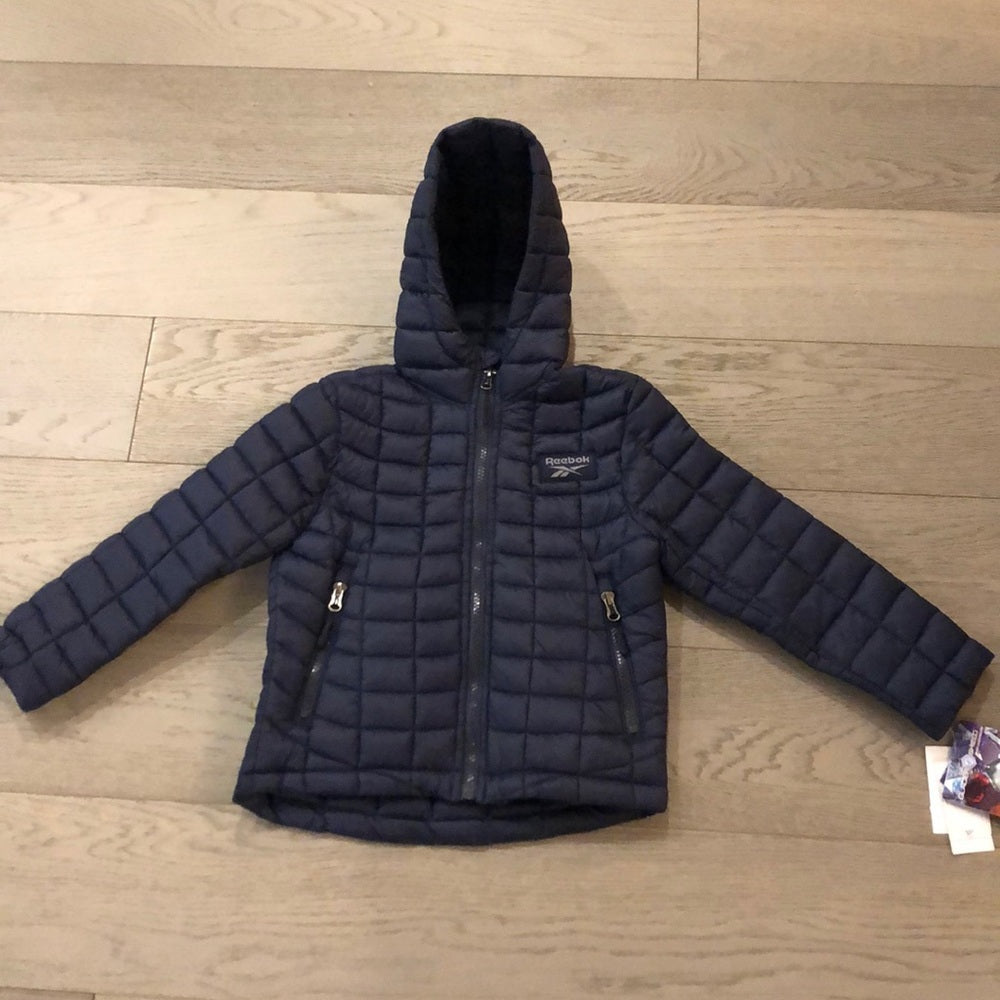 NWT Reebok Navy Boys Puffer Hooded Jacket Size 4