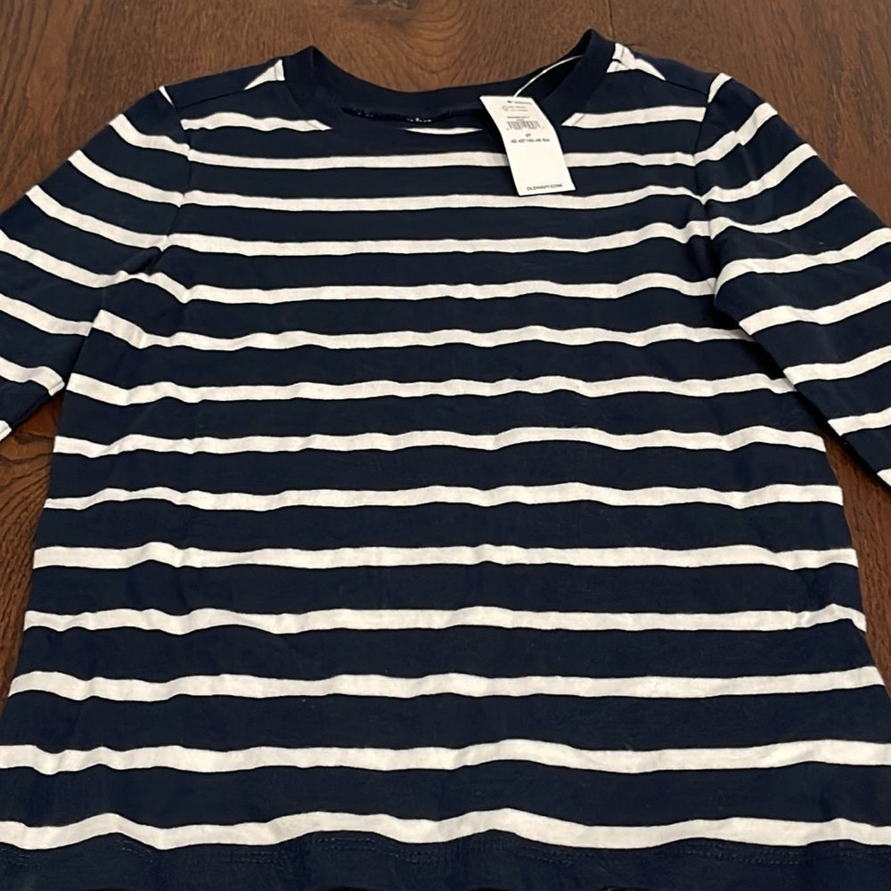 NWT Boys Old Navy Navy and White Striped Long Sleeve T-Shirt