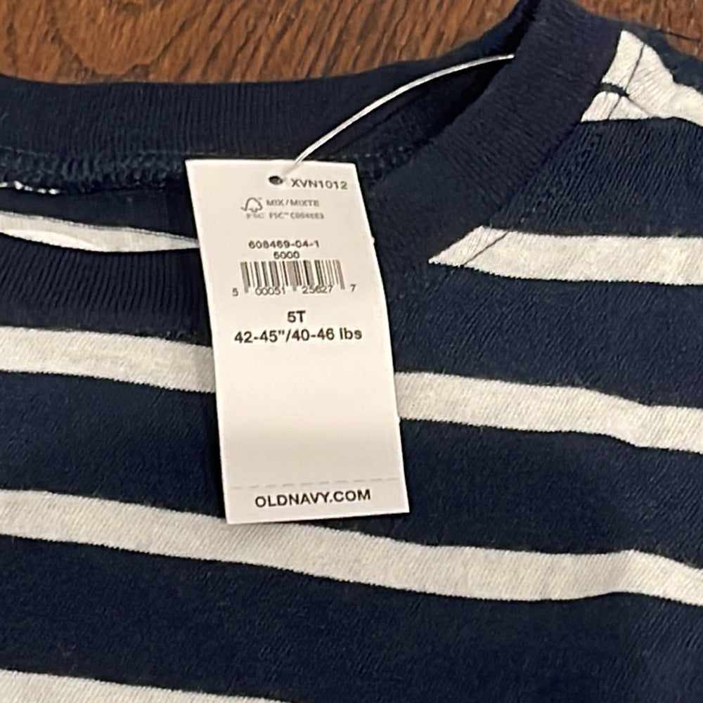 NWT Boys Old Navy Navy and White Striped Long Sleeve T-Shirt