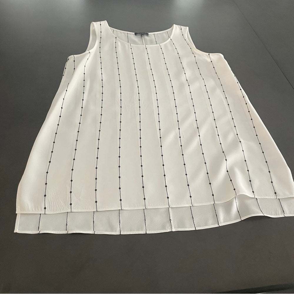 Lafayette 148 White Silk Sleeveless Top Size Medium