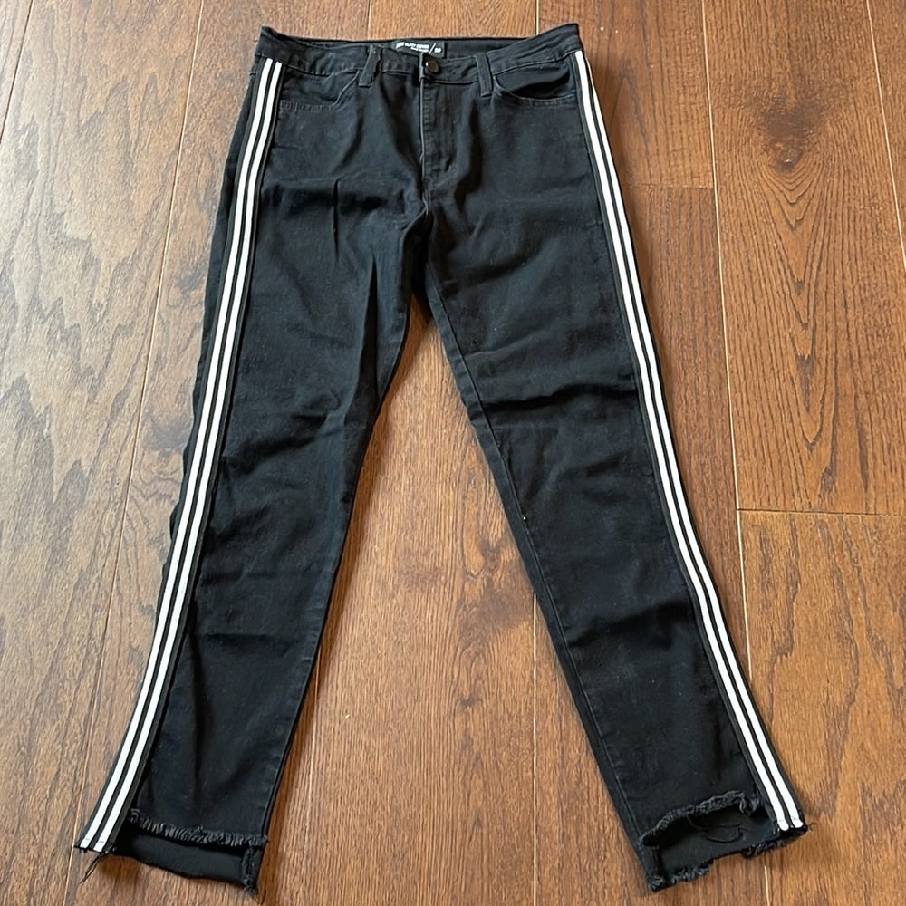 Just Black Denim Black Denim Jeans With White Stripes Size 29