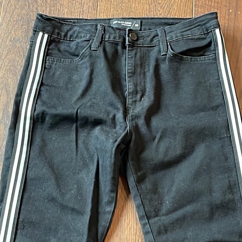 Just Black Denim Black Denim Jeans With White Stripes Size 29