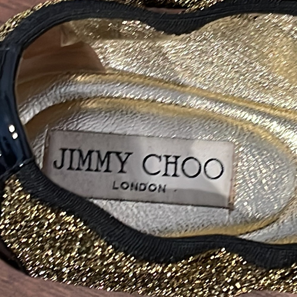 Jimmy Choo Women’s Black and Gold Flats Size 38/8