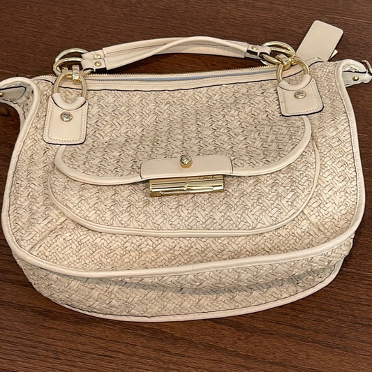 Coach Women’s White Woven Leather Tote Bag