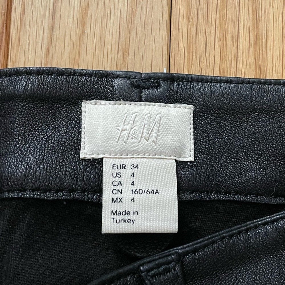 H&M Black Leather Pants Size 4
