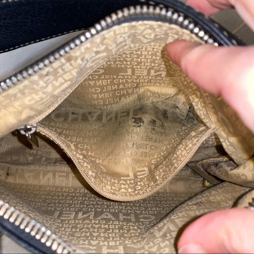 CHANEL Black Leather Fringe Handbag