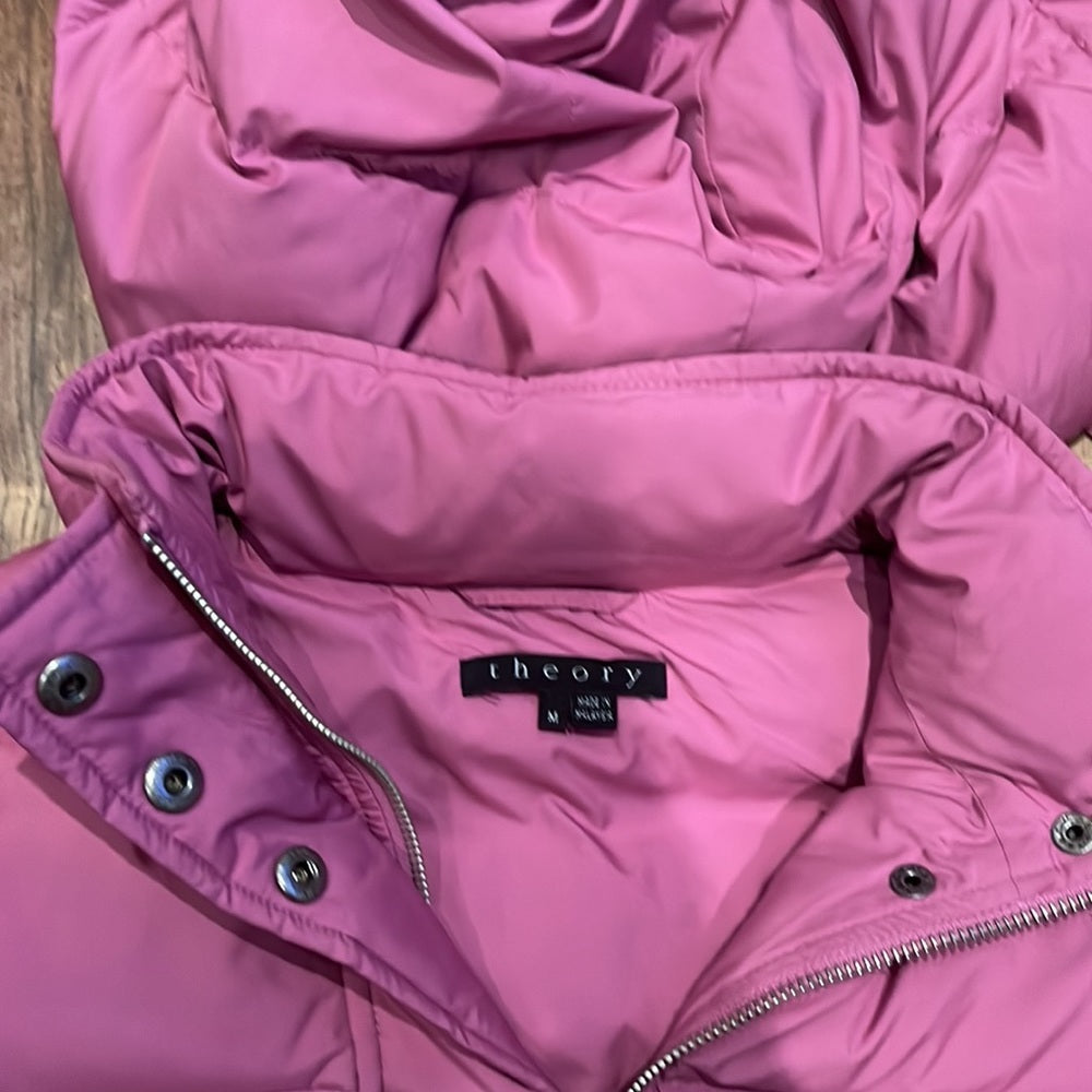 Theory Women’s Pink Puffer Vest Size M