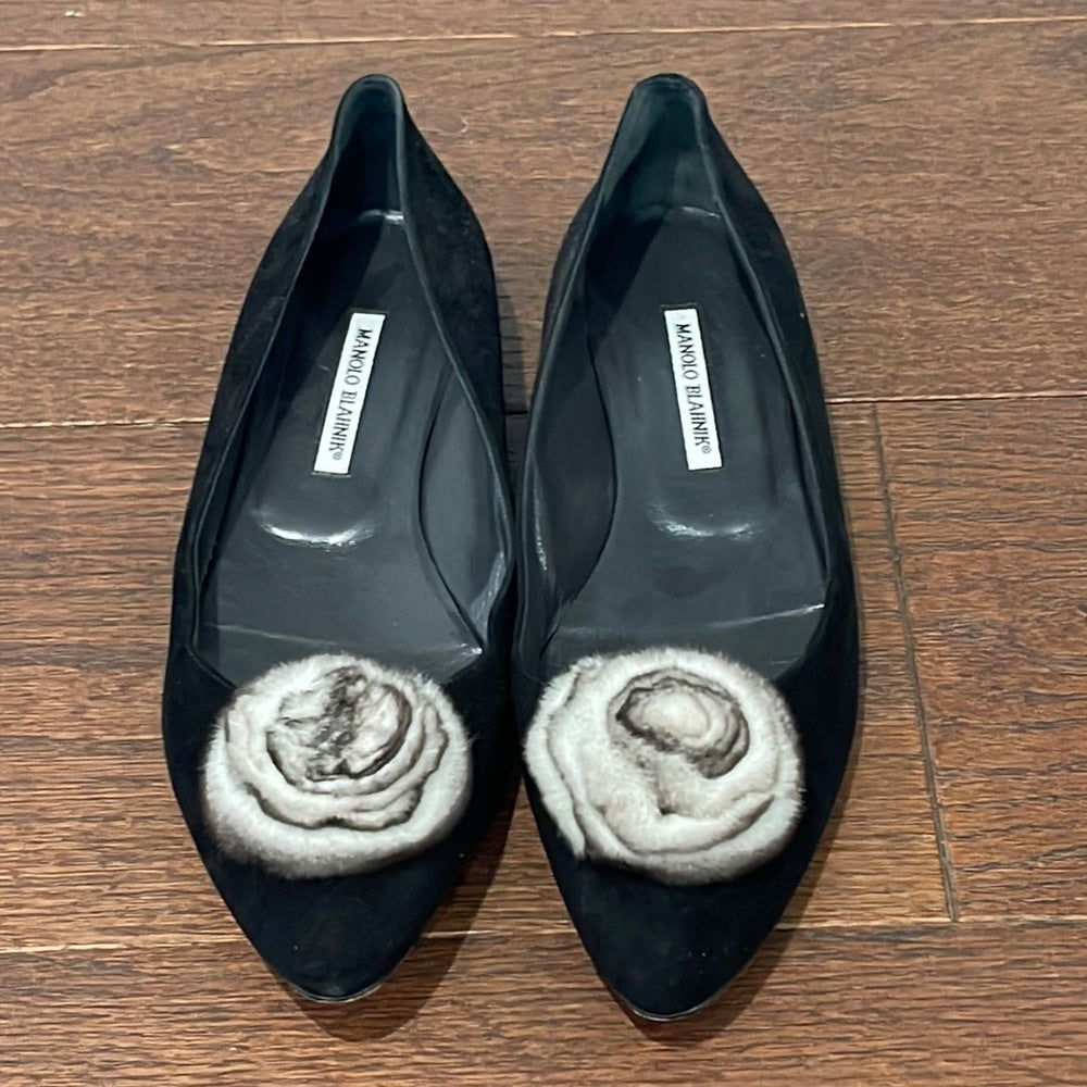 Manolo Blahnik Women’s Black Suede Flats Size 41.5/11.5