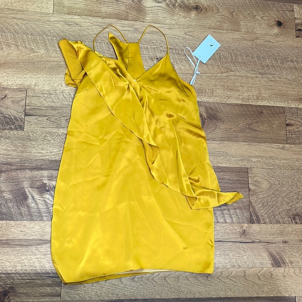 NWT Amanda Uprichard Women’s Mustard Bronze Silk Dress Size S