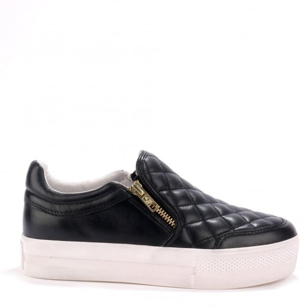 ASH Black Jodie Trainers Quilted Leather Sneakers Size 38/7