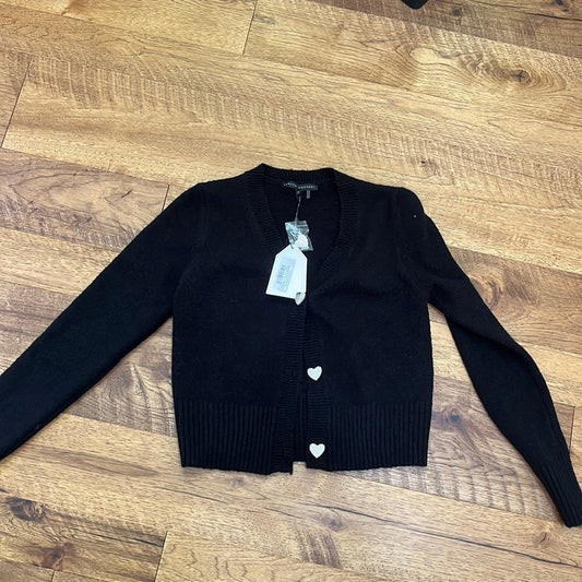 NWT Women’s English Factory Heart Pearl Button Black Cardigan Size S