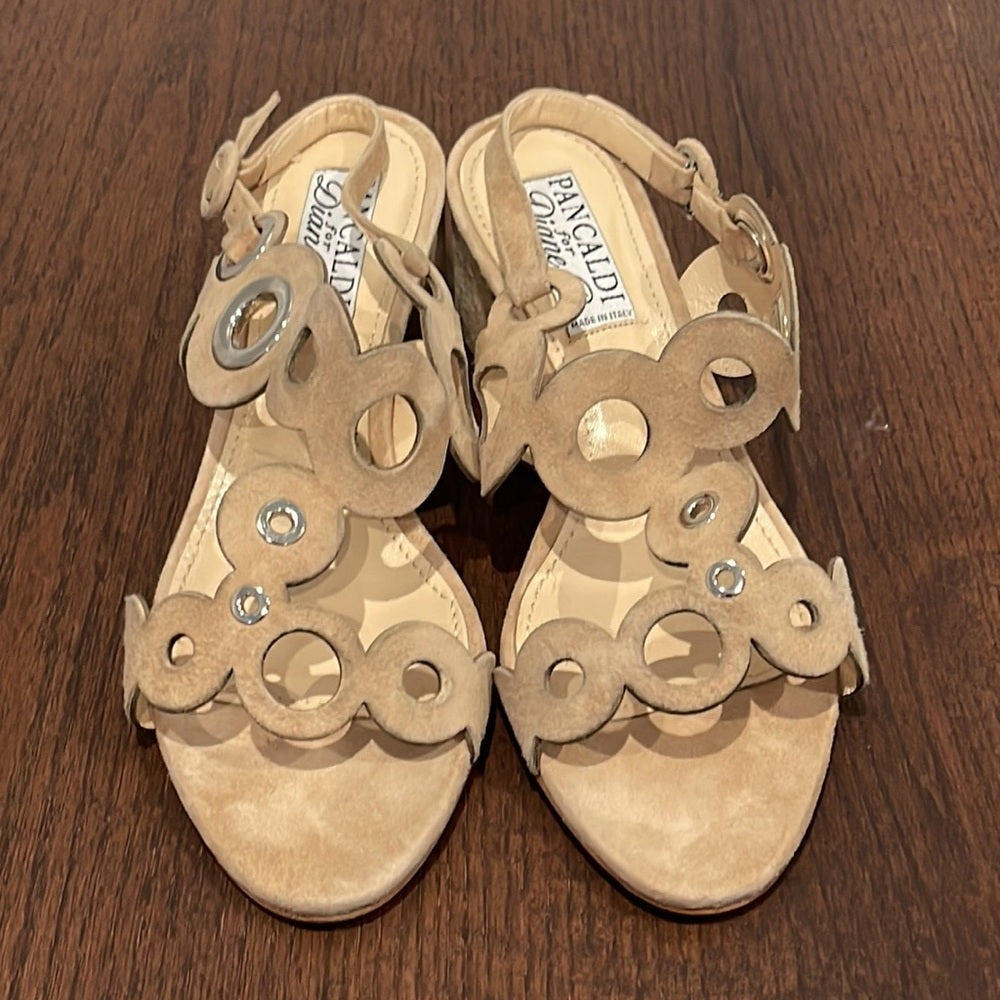 PANCALDI Cream Women’s Suede Sandals Size 39/9