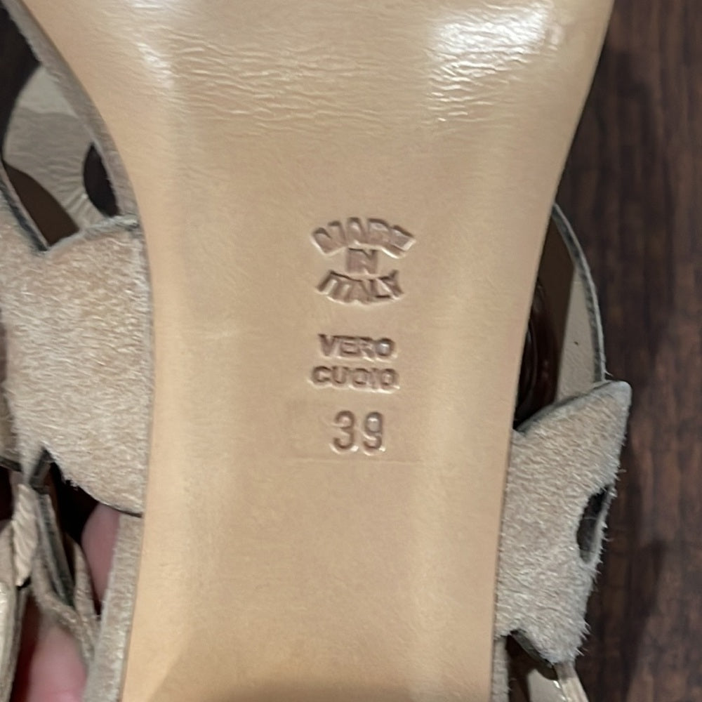 PANCALDI Cream Women’s Suede Sandals Size 39/9