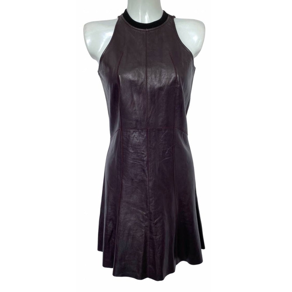 Derek Lam Women’s Dark Purple Leather Dress Size 4