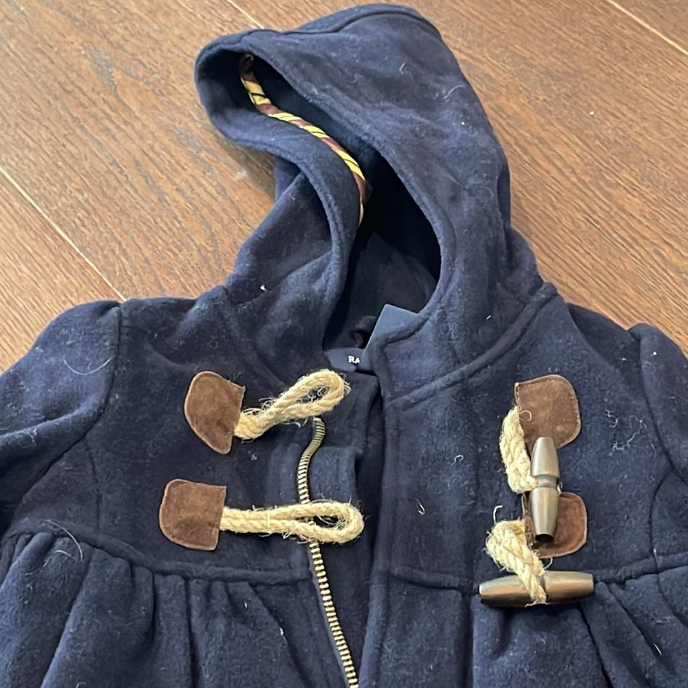 NWT Girls Ralph Lauren Navy Hooded Pea Coat Size 24 months