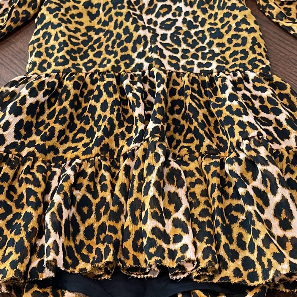 Scotch & Soda Leopard Long Sleeve Girls Dress Size 8