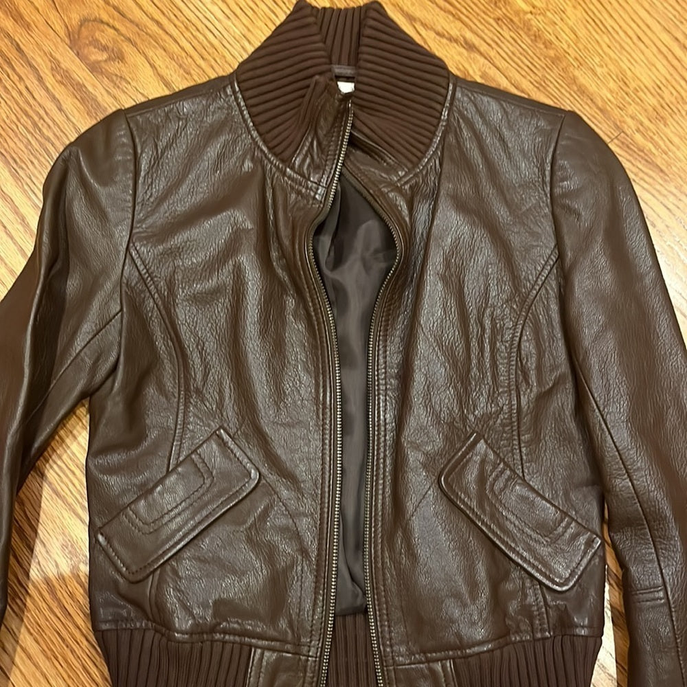 Frenchi Women’s Brown Leather Jacket Size S