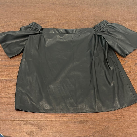 Bailey 44 Women’s Black Off the Shoulder Black Faux Leather Top Size Small