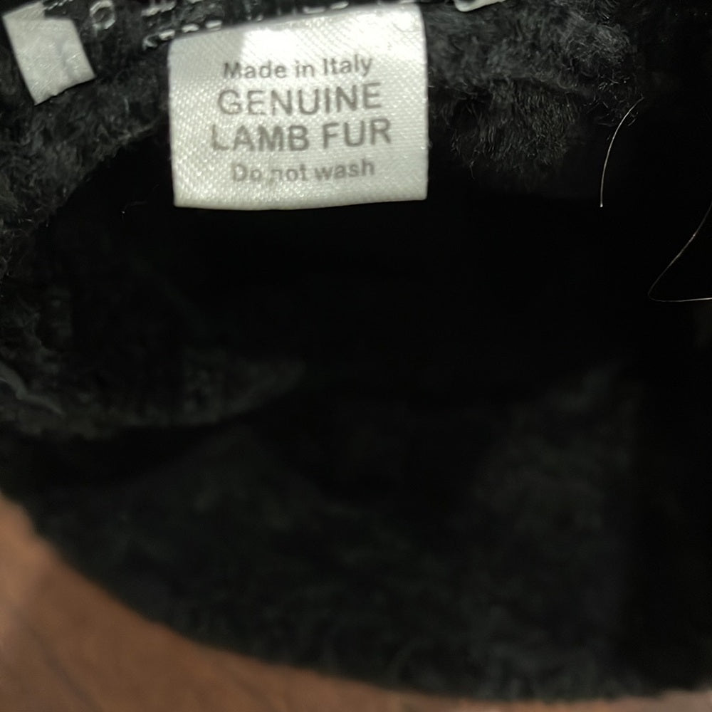 Bloomingdales Lamb Fur Bucket Hat Size Small