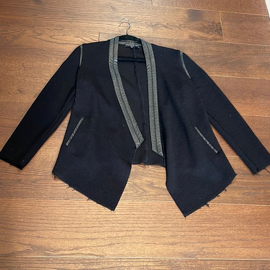 Generation Love Black Open Jacket with Leather Trim Size Large