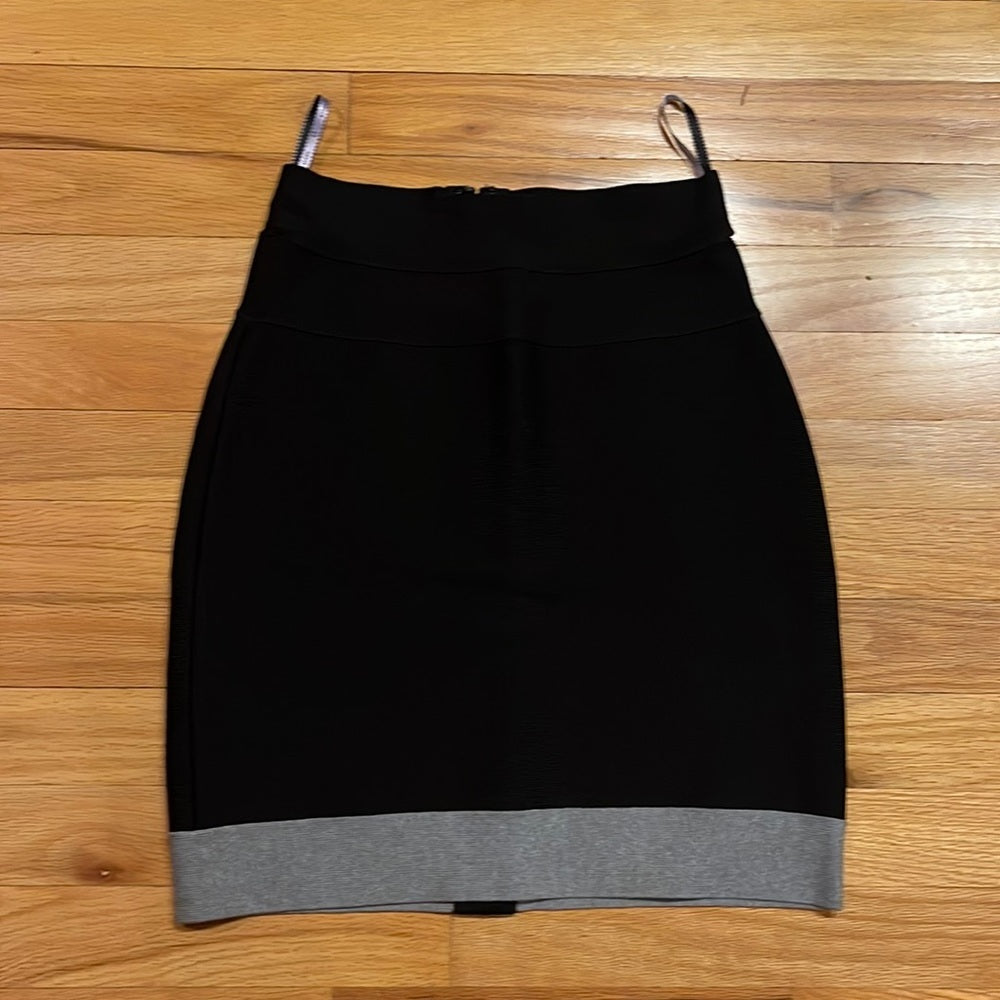 Womens Herve Leger Black/Gray High Waisted Stretchy Pencil Skirt w/zipper Size S