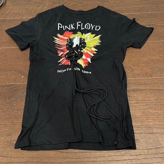 Pink Floyd Black T-Shirt with Tie Front Size Large