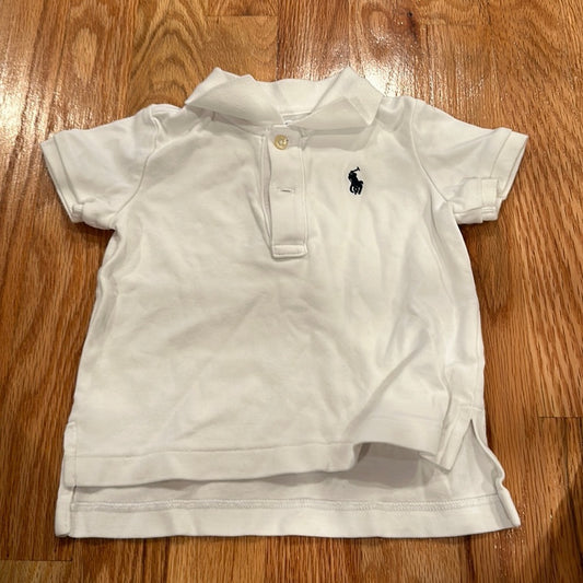 Boys Ralph Lauren Short Sleeved Tee. Size 9M. White Solid.