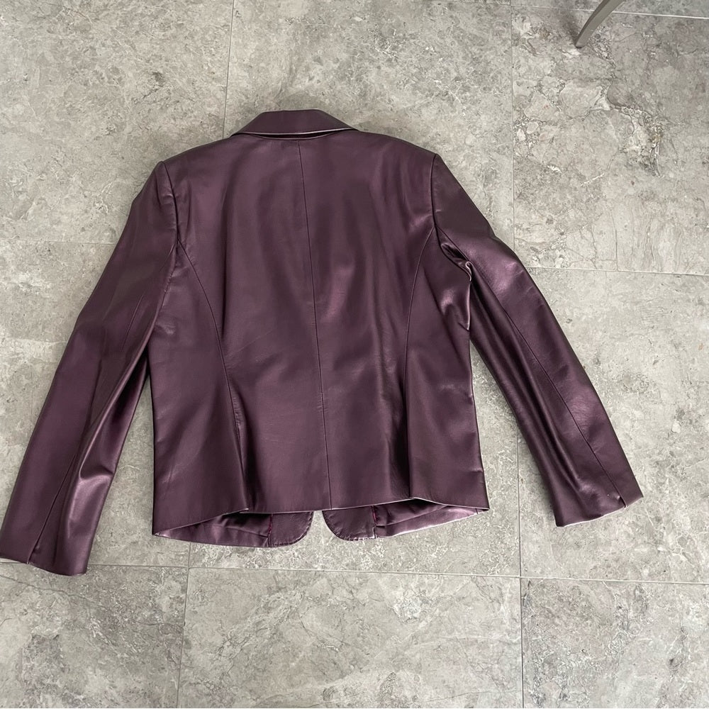 Company Ellen Tracey Purple Leather Women’s Jacket Size Medium