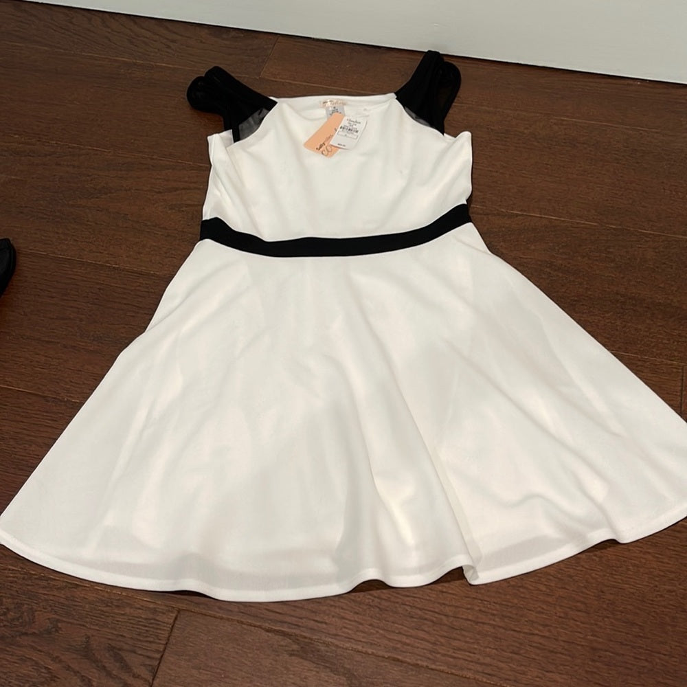 NWT Sally Miller Couture Girls White and Black Dress Size XL 14/16