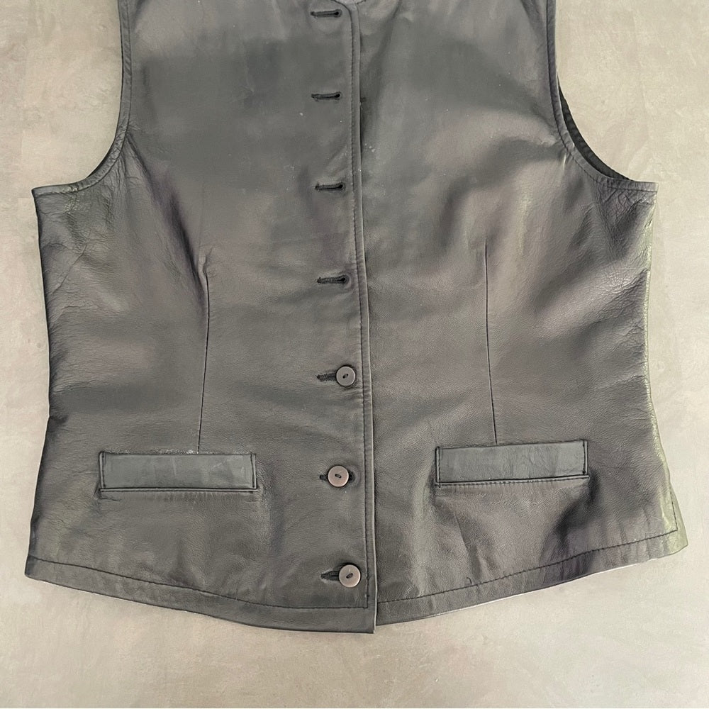 BANANA Republic Black Women’s Leather Vest Size 8