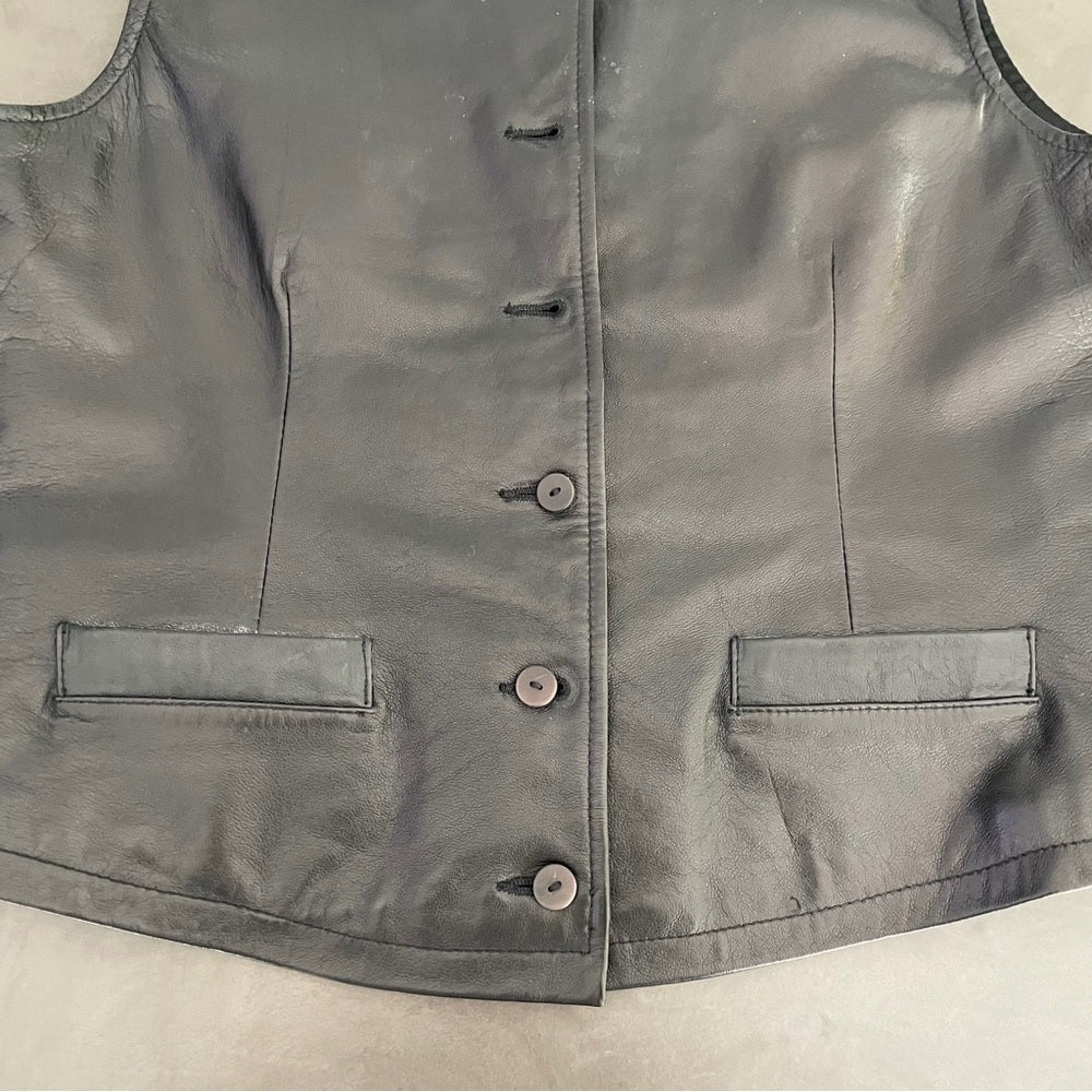 BANANA Republic Black Women’s Leather Vest Size 8