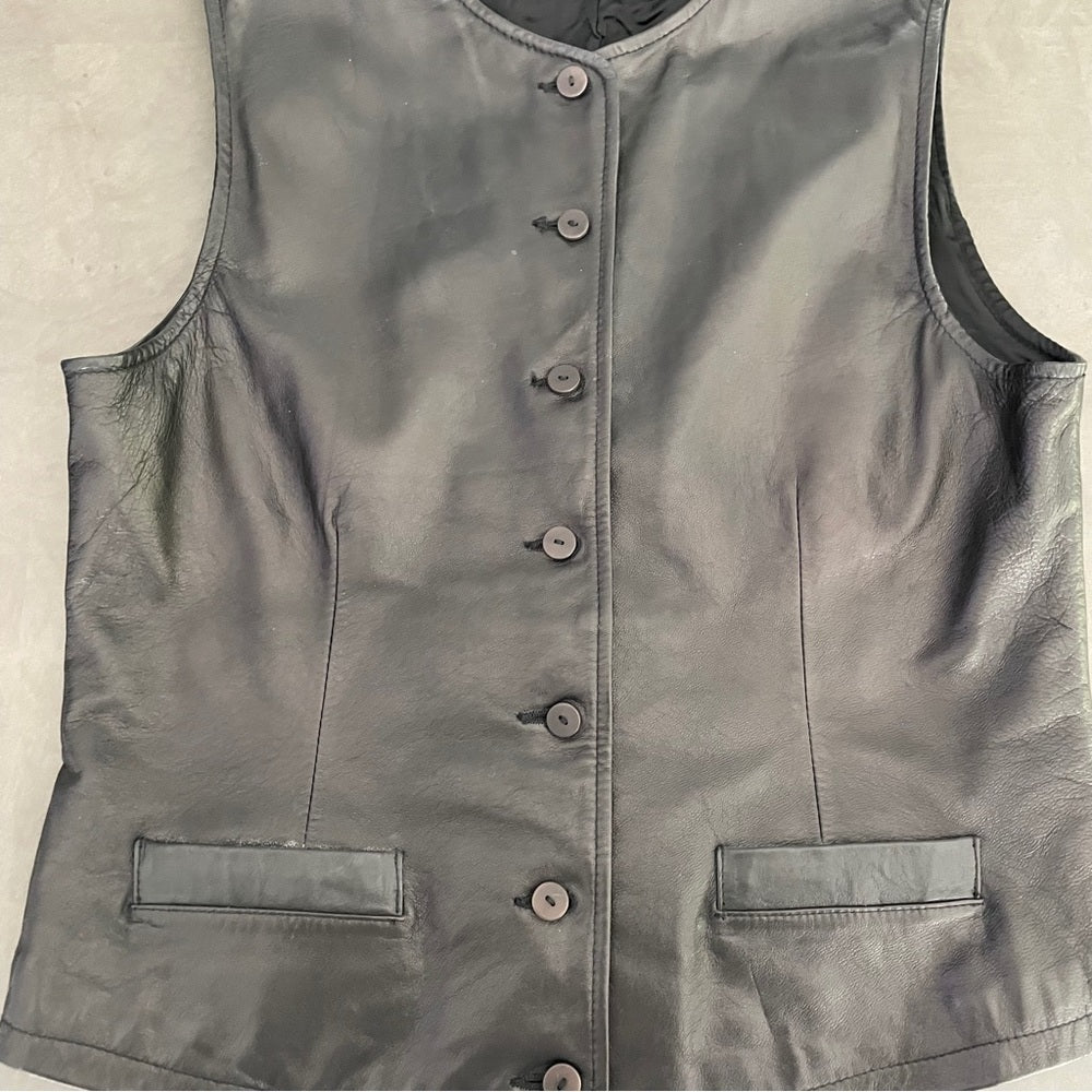 BANANA Republic Black Women’s Leather Vest Size 8