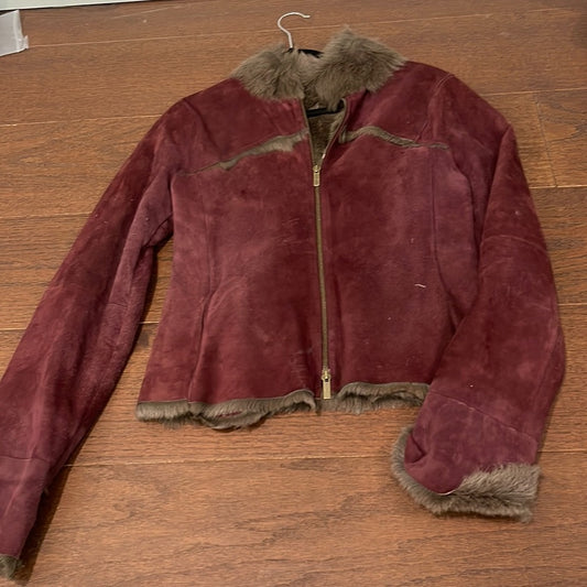 Kenzo Women’s Maroon Suede Jacket Size 38