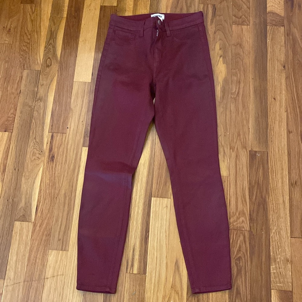 L’AGENCE Women’s Burgundy Faux Leather Skinny Jeans Size 26