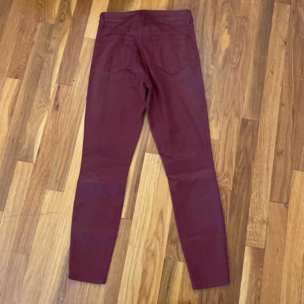 L’AGENCE Women’s Burgundy Faux Leather Skinny Jeans Size 26