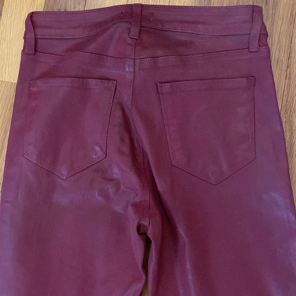 L’AGENCE Women’s Burgundy Faux Leather Skinny Jeans Size 26