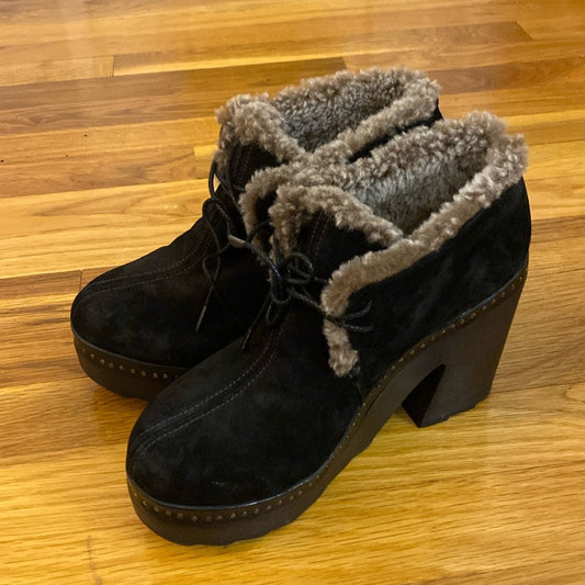 Rag & Bone Women’s Black Suede Fur Lined Clogs Size 7