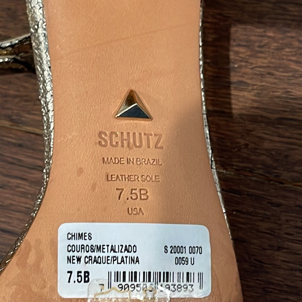 Schutz Gold Metallic Sandals Size 7.5