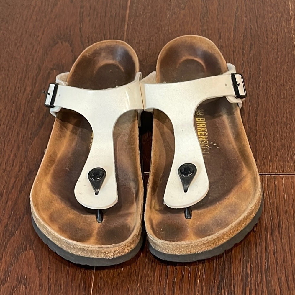 Birkenstock White Shiny Thong Sandals Size 39/9