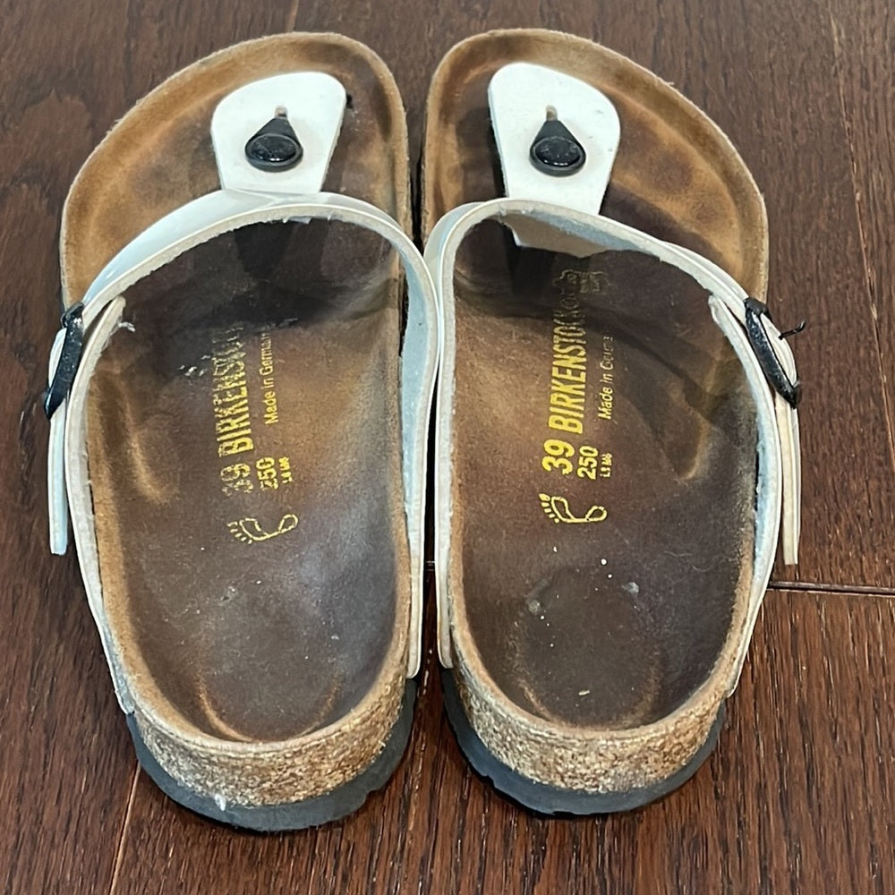 Birkenstock White Shiny Thong Sandals Size 39/9