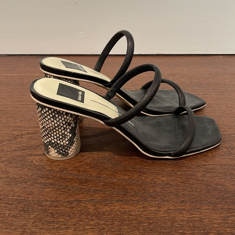 Dolce Vita Women's Black Double Strap High Heel Sandals Size 7.5