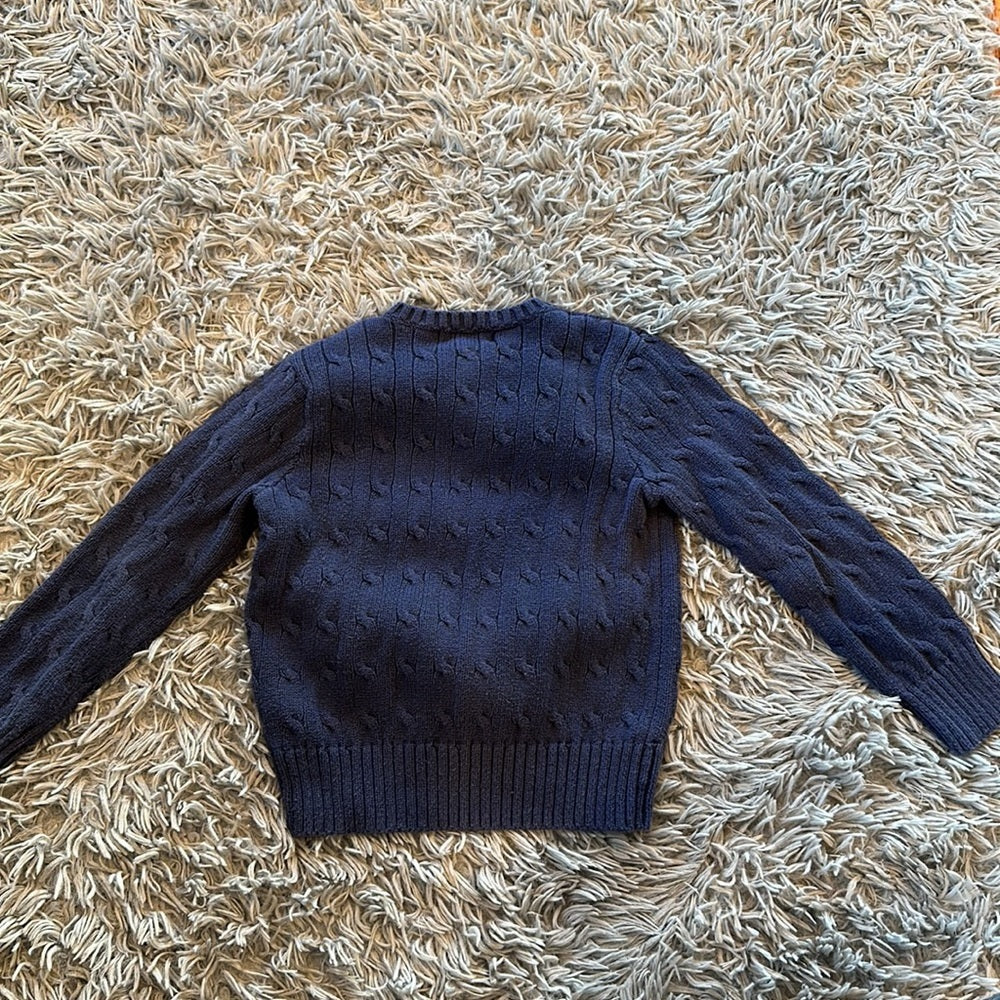 Ralph Lauren Boys Long Sleeved Sweater. Size 5. Dark Blue with Pattern.