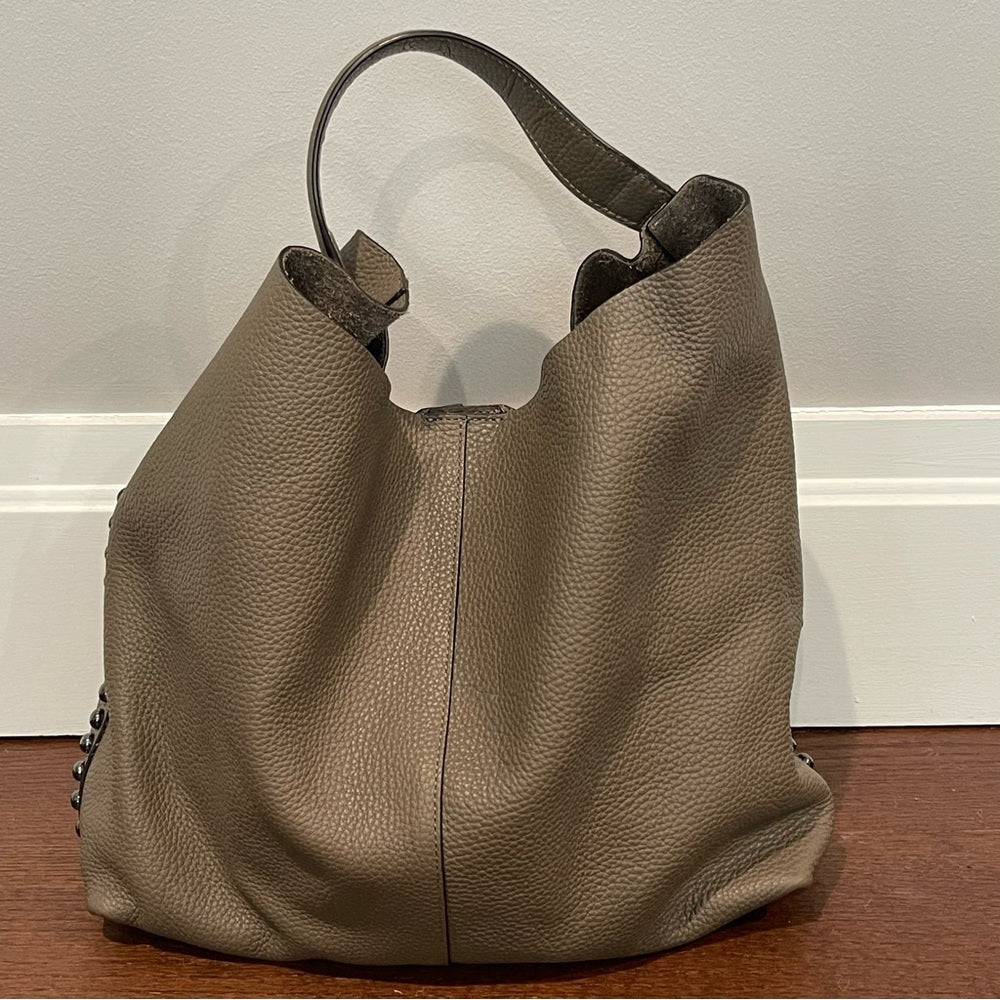 Rebecca Minkoff Grey Pebble Leather Hobo Shoulder Bag