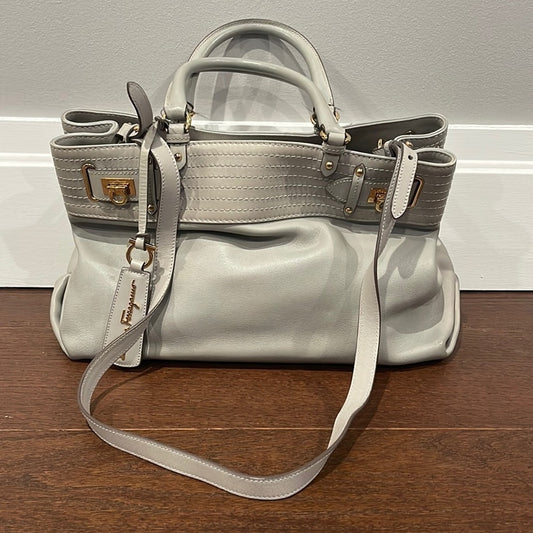 Salvatore Ferragamo Women’s Grey Leather Top Handle Bag