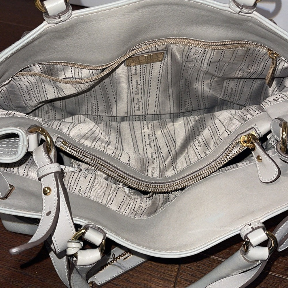 Salvatore Ferragamo Women’s Grey Leather Top Handle Bag