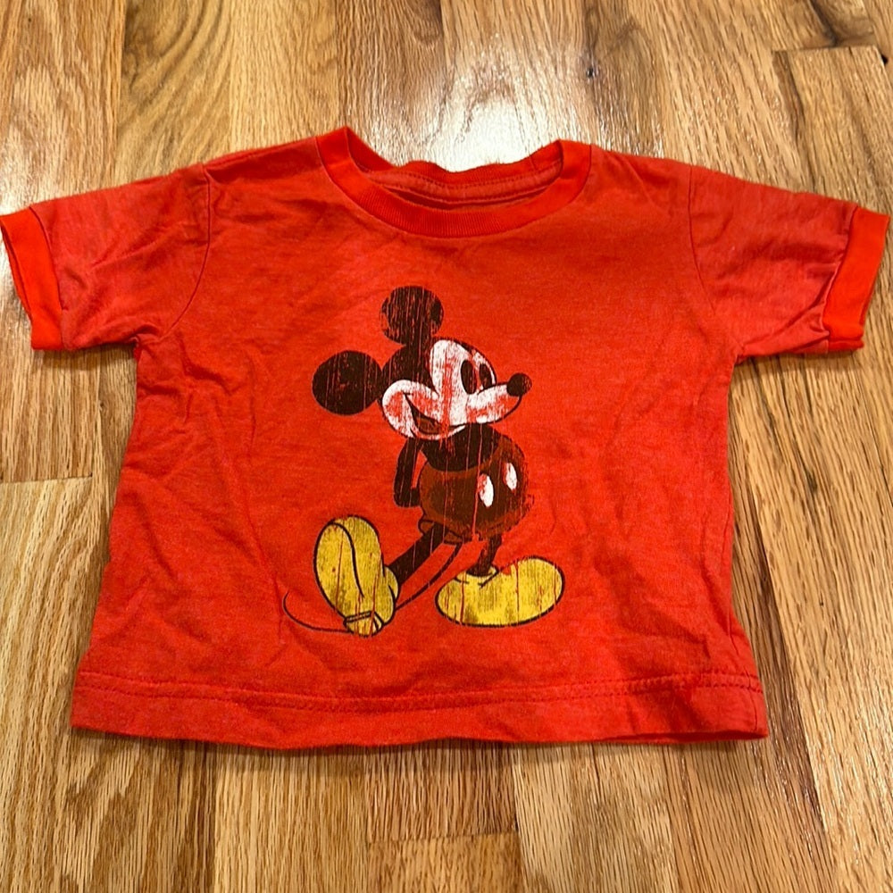 Boys Mickey Mouse Disney Short Sleeved Shirt. Size 6M. Red Mickey Mouse Shirt.