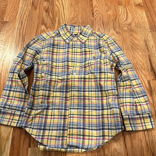 Boys Ralph Lauren Buttoned Down Shirt. Size 5. Rainbow striped pattern.