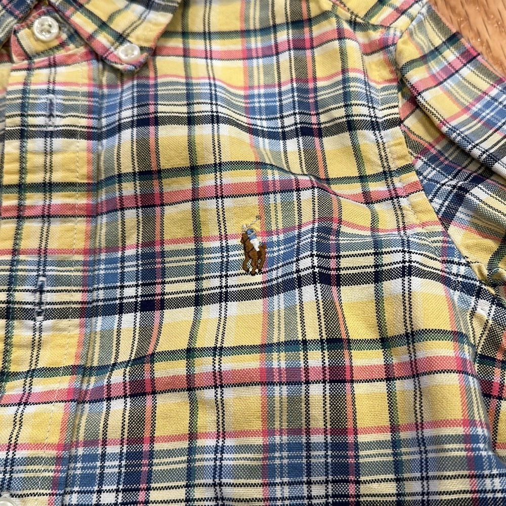 Boys Ralph Lauren Buttoned Down Shirt. Size 5. Rainbow striped pattern.