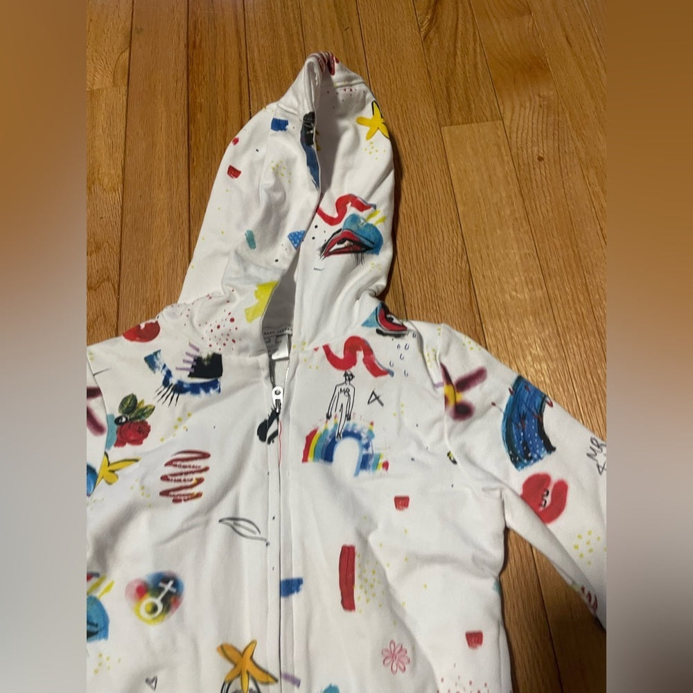 Little Marc Jacob’s Kids White Zip Up Hoodie Size 4