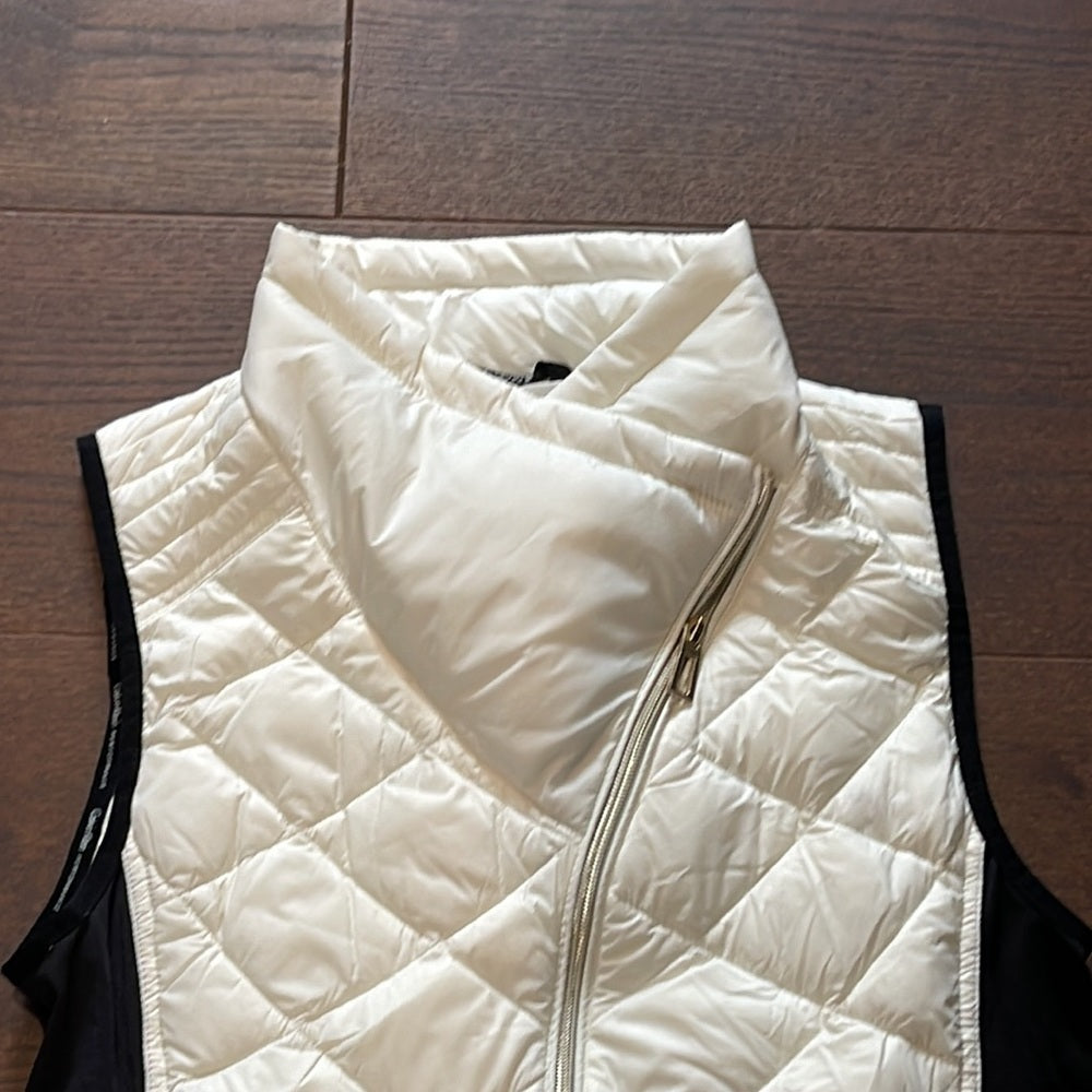 Calvin Klein White and Black Puffer Vest Size Small